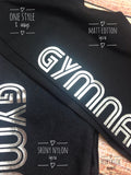 Super stretchy black cotton lycra leggings with metallic effect wording of FLIPTASTIC branding to thigh and name to ankle