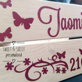 PERSONALISED SPARKLE BUTTERFLY & FLOWERS BIRTHDAY CRATE