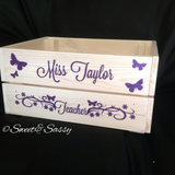 PERSONALISED SPARKLE BUTTERFLY & FLOWERS BIRTHDAY CRATE