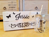 PERSONALISED SPARKLE BUTTERFLY & FLOWERS BIRTHDAY CRATE