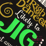 KIDS GLITTER T-SHIRT 'WARNING... LIKELY TO JIG'