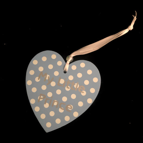 My little Prince Blue  Wooden Heart Hanging Plaque