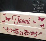 PERSONALISED SPARKLE BUTTERFLY & FLOWERS BIRTHDAY CRATE