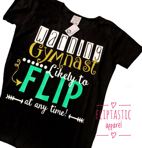 WARNING Gymnast likely to flip T-Shirt Age 9-11