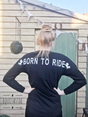 DROP SHOULDER HORSE RIDING SLOGAN TOP