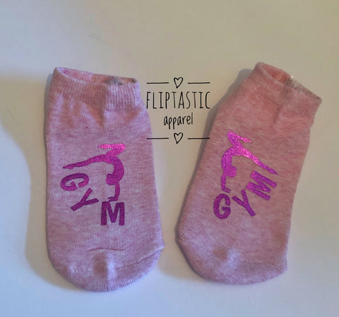 Gymnastics themed Girls Pale Pink Trainer Socks