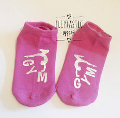 Gymnastics themed Girls Hot Pink Trainer Socks