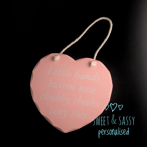 Baby Pink  Wooden Heart Hanging Plaque