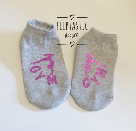 Gymnastics themed Girls Grey Trainer Socks