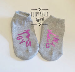 Gymnastics themed Girls Grey Trainer Socks
