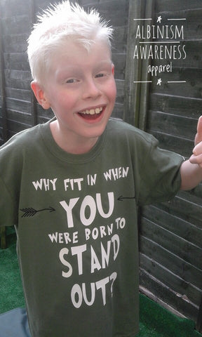 ‘Born to stand out’ Albinism Awareness Slogan T-Shirt