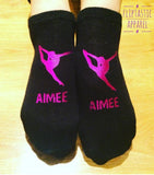 Personalised 'LEAP' Girls Trainer Socks for Dance or Gymnastics