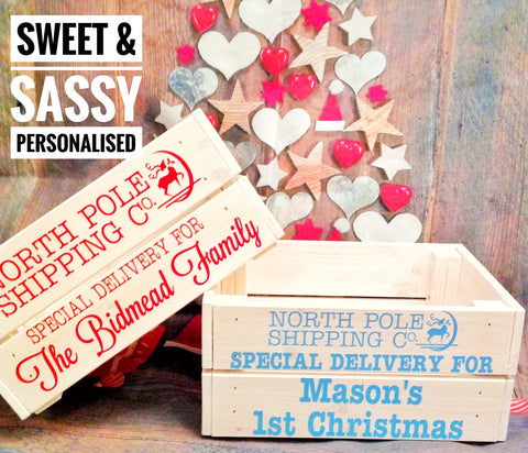 PERSONALISED NORTH POLE DELIVERY CRATE (Name in capitals)